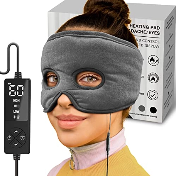 sticro Sinus Relief Mask Moist Heat with 3 Temp Settings, Ex-Large Headache Mask Electric Face Heating Pad for Sinus Pressure Relief, Migraine, Tension Headache Relief