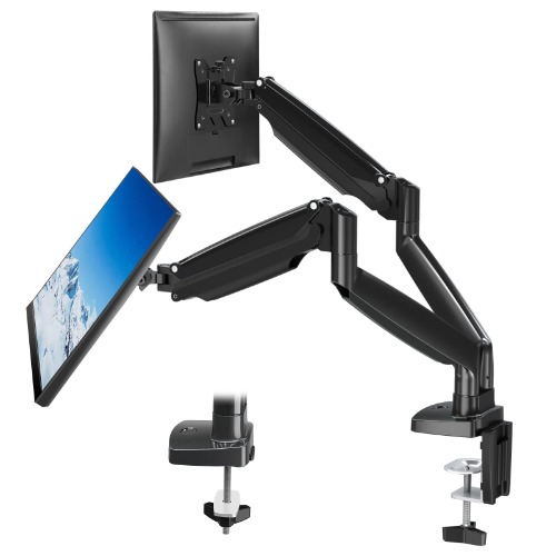 MOUNTUP Ultrawide Dual Monitor Desk Mount for 2 Computer Screen Max 35 Inch, Adjustable Gas Spring Double Monitor Arm, 6.6-26.5lbs Heavy Duty Monitor Stand Holder, VESA Bracket With Clamp/Grommet Base - 35 inch Dual Monitor