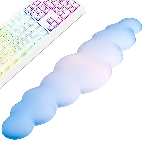 Keyboard Cloud Wrist Rest for Computer Keyboard High Density Memory Foam Wrist Pad with Non-Slip Base Keyboard Pad for Typing Pain Relief Keyboard Hand Rest for Laptop/Computer (Gradient Blue) - Gradient Blue - Spandex