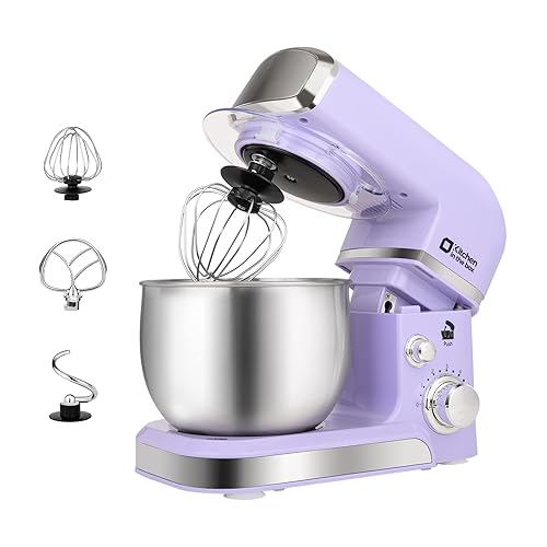 Stand Mixer, Kitchen in the box 3.2Qt Small Electric Food Mixer,6 Speeds Portable Lightweight Kitchen Mixer for Daily Use with Egg Whisk,Dough Hook,Flat Beater (Purple) - Purple