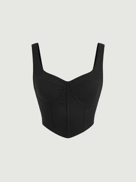 SHEIN MOD Solid Crop Wide Strap Top