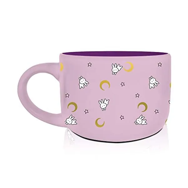 
                            Sailor Moon Ramen Soup Bowl Mug featuring bunnies (Usagi) and gold moons Latte Mug 12oz
                        