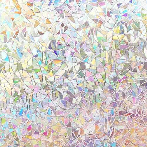 Volcanics Privacy Film Static Window Clings Vinyl Rainbow 3D Decals, Stickers for Glass Door Heat Control Anti UV 35.4 x 78.7 Inches - Multicolor - 35.4" x 78.7"