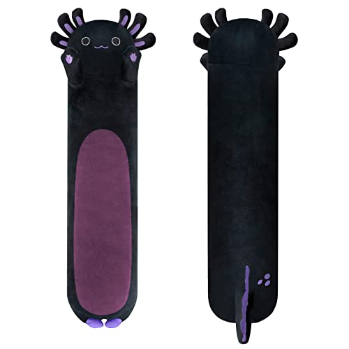 PEACH CAT Black Long Axolotl Plush Pillow Toy Cute Axolotl Stuffed Animal for Kids 19.6" - Black C - 19.6 inch