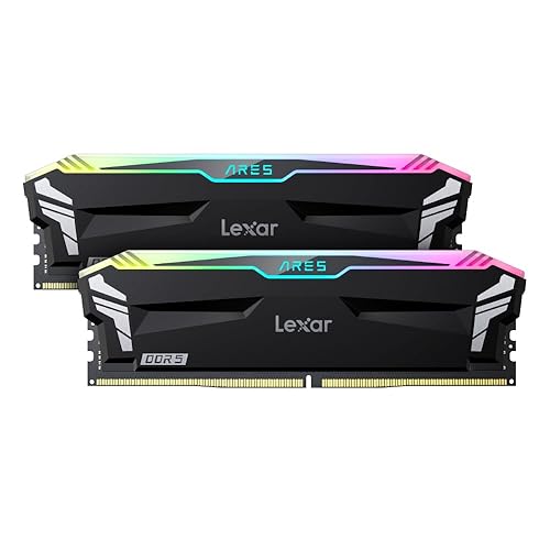 Lexar 32GB (2x16GB) ARES RGB DDR5 RAM 6000MT/s CL30 1.35V Desktop Memory - AMD Expo and Intel XMP 3.0, Black (LD5BU016G-R6000GDLA) - 6000 - 32GB Kit (2x16GB) - Black
