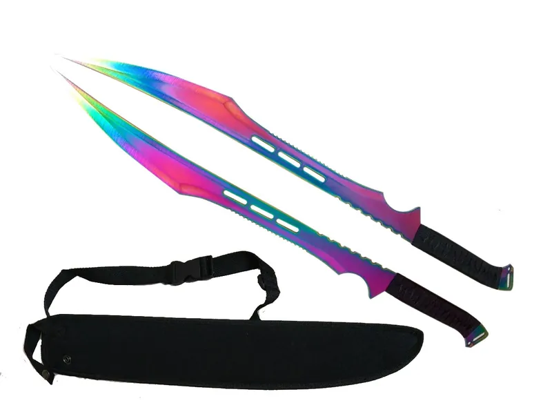 Tactical Master 27" Twin Tactical Machete 2 Pcs Set, Ninja Sword, Full Tang Katana Twin Sword. for Collection, Gift, Camping, Outdoor Sports