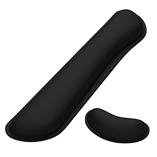 Dapesuom Enlarge Keyboard Wrist Rest Pad,Memory Foam Set Wrist Cushion Support for Easy Typing & Pain Relief,Mouse Wrist Pad,Anti-Slip Wrist Support for Gaming,Computer, Laptop, Office,Jet Black - Jet Black
