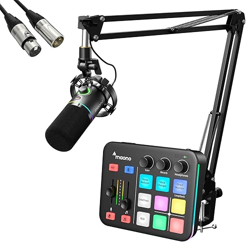 MAONO XLR/USB Dynamic Microphone and Gaming Mixer Kit, for Live Streaming, Podcasting, Content Create, Gaming