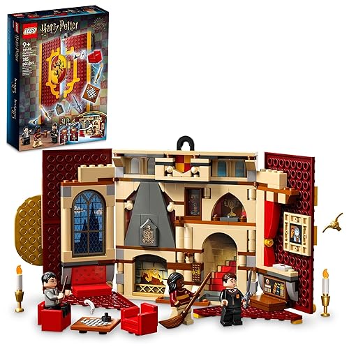 Lego Harry Potter Gryffindor House Banner Set 76409 With LEGO Building Elements, Hogwarts Castle Common Room Toy or Wall Display, Fold Up Travel Toy, Collectible with 3 Minifigures For 9+ Years - Black,golden