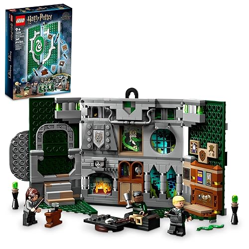 LEGO Harry Potter Slytherin House Banner Building Set 76410 - Hogwarts Castle Common Room Toy or Wall Display, Collectible Harry Potter Gift Idea for Boys, Girls and Kids with Draco Malfoy Minifigure - Multi-color