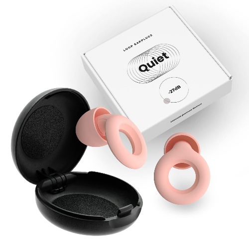 Loop Quiet - Ohrstöpsel zum Schlafen - Weicher, wiederverwendbarer Silikon Gehörschutz + 8 Aufsätze in XS/S/M/L - Geräuschreduzierung um 27 dB - Auch für Reisen & Konzentration - Rosa