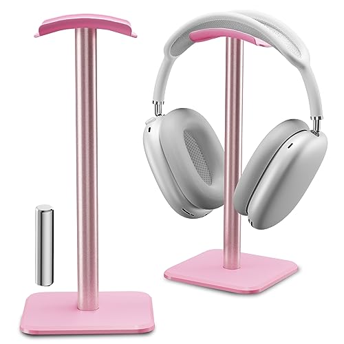 Alyvisun Headphones Stand [Weighted Base & Taller Height] Headset Holder Stand, Universal Headset Desk Hook for All Gaming Headset/Desktop Earphones, Pink - Pink