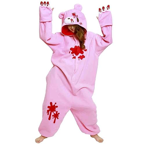 SAZAC Gloomy Bear Kigurumi - Onesie Jumpsuit Halloween Costume - One Size - Pink