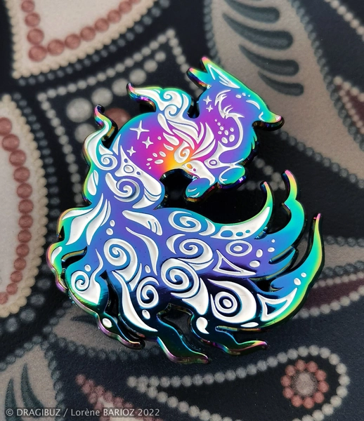 Galaxy Fox Rainbow Enamel Pin