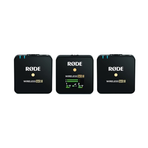 RØDE Wireless GO II Ultra-compact Dual-channel Wireless Microphone System with Built-in Microphones, On-board Recording and 200m Range for Filmmaking, Interviews and Content Creation