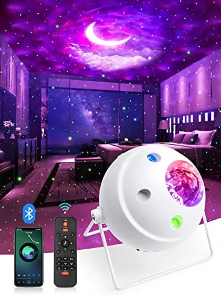 One Fire Galaxy Projector Star Projector, 48 Light Modes+Rotating Moon Projector Lights for Bedroom, Bluetooth Speaker Starlight Galaxy Light Projector,Remote+Timer Night Light Projector Room Decor