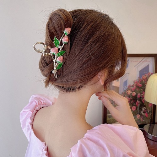 Strawberry Vine Hair Claw Clip - Pink