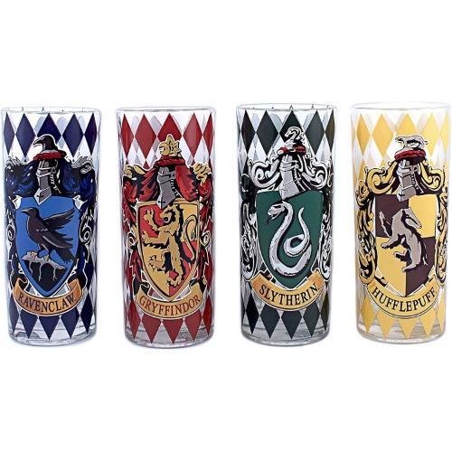 Silver Buffalo Harry Potter Hogwarts House Crests 4-Pack Tumbler Set, 10-Ounces - 