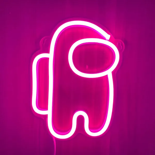 Among Us Neon Sign Neon Light LED Night Light for Wall Decor Acrylic and LED Neon Strip Suitable for Bedroom, Game Room, Club Decoration(Pink) - Pink