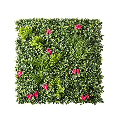 Gardenode Mur végétal Artificiel Panneau végétalisé décoration Murale Plante Verte Artificielle extérieur et intérieur prêt à Poser 1m x 1m Amazone - 1000 MM - Jungle Flower