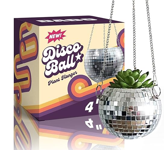 DADO 4" Disco Ball Planter - Unique Boho Decor for Indoor Plants - 4" - Silver