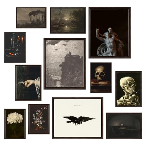 97 Decor Dark Academia Room Decor - Gothic Home Decor, Moody Halloween Decor, Dark Academia Aesthetic Pictures, Creepy Posters Goth Art Prints, Edgy Witchy Gallery Wall Art for Bedroom (UNFRAMED) - Dark Academia B