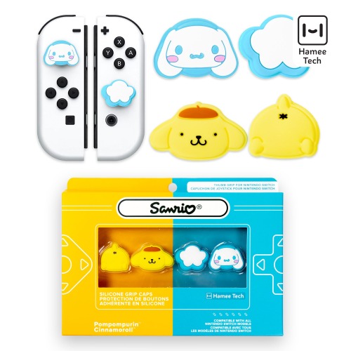 Hello Kitty and Friends Switch Grip Caps (Cinnamoroll + Pompompurin)