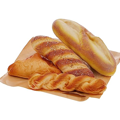 Woration 4pcs Artificial French Bread Set Fake Loaf Simulation Baguette Faux Pastries Food Model Display Home Kitchen Decoration Bakery Ornament - Bread combination 2