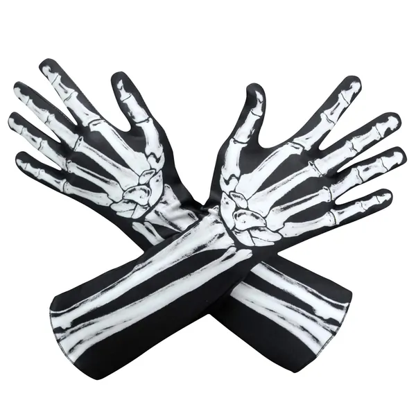 AXBXCX Skeleton Full Finger Wrist Bone Gloves Halloween Long Arm Length Dance Gloves - Medium