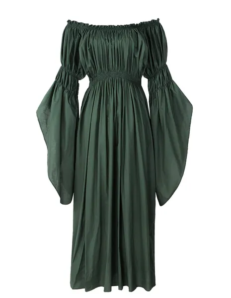ReminisceBoutique Renaissance Medieval Costume Pirate Faire Celtic Chemise Under Dress - One Size Green