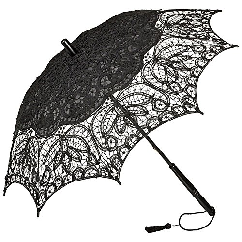 VON LILIENFELD Hochzeitsschirm Brautschirm Vivienne Spitze Deko Sonnenschirm Accessoire schwarz - Schwarz