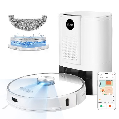 Ultenic T10 Robotstofzuiger met leegstation, 3000 Pa zuigkracht Robotstofzuiger met dweilfunctie, 280 minuten looptijd, mapping van meerdere verdiepingen, APP, Spraak, Alexa, Google Home bediening - Wit