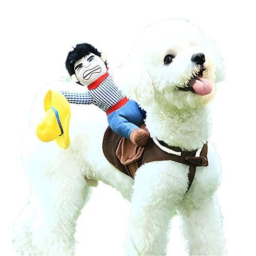 DELIFUR Dog Costumes Pet Costume Pet Halloween Suit Cowboy Rider Style Dogs Outfits(M) - Medium