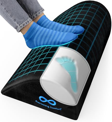 Everlasting Comfort Office Foot Rest for Under Desk - Ergonomic Memory Foam Foot Stool Pillow for Work, Gaming, Computer,Office - Footrest Leg Cushion - Black
