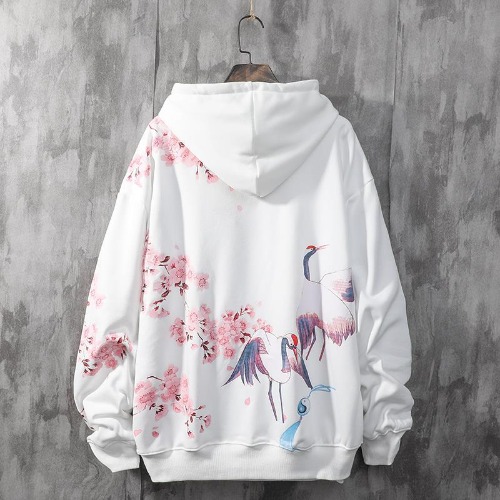 WLS Cherry Blossom V2 Japanese Streetwear Hoodie | L / White
