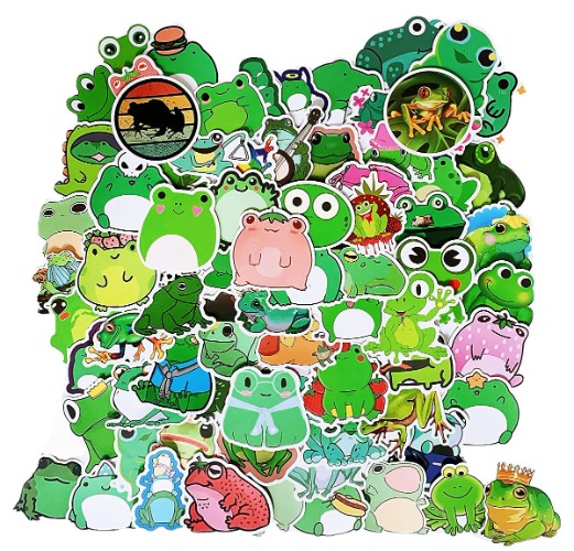 100PCS Frog Stickers Frog Decals Cute Frog Laptop Stickers Cartoon Frog Waterproof Decorative Stickers for Computer, Luggage, Guitar, Water Bottle,Skateboard,Cute Frog Stuff - Frogs