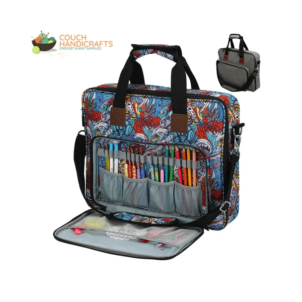 Modern Cross Stitch Project Bag for Embroidery and Needlework Neddlepoint with Hoops Storage