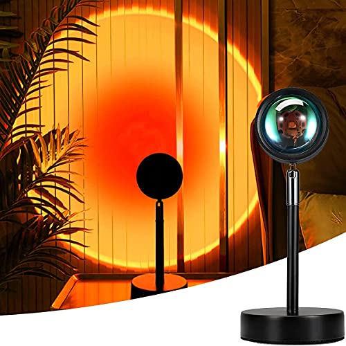 Mydethun Sunset Projection Lamp - 180-Degree Rotation - Night Light Projector - USB Cable - Floor Stand - Romantic Light for Home, Party & Bedroom Decor (Sunset Red) - Sunset Red