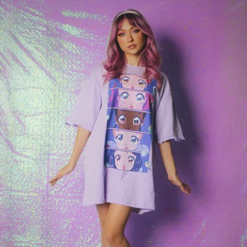 Disney Princess Anime Ruffle T-Shirt Dress | L / Purple