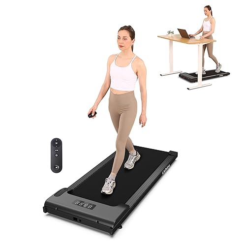 LICHICO Walking Pad Under Desk Treadmill, 2 in 1 Portable Folding Treadmill, 2.5HP Brushless Motorized Electric Walking Treadmill, Larger Running Area, Small Mini Running Machine for Home - Charcoal Black