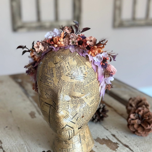 Woodland Thistle crown, Autumn wildflower headband,  elven circlet, boho bridal crown, Renaissance, woodsy flower crown, fairy crown, pastel
