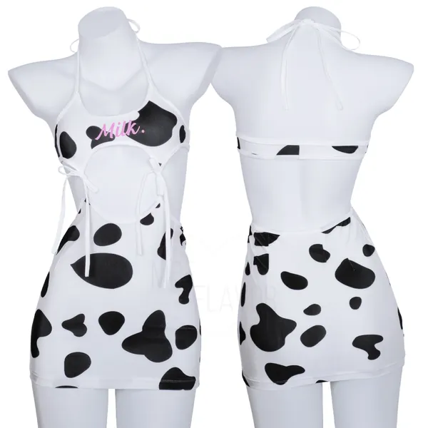Drippin In Milk Dress - White and Black / 2XL/3XL