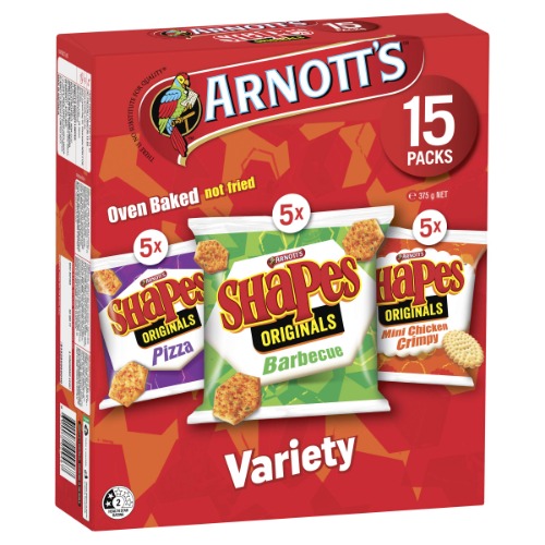 Arnotts Shapes Variety Pack Biscuits 375 g, 375 g