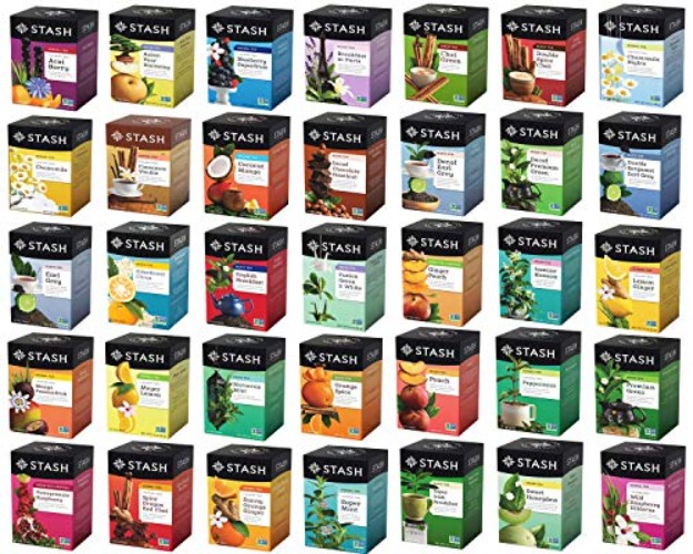 Stash Tea Bag Sampler - Unique Tea Sampler Variety with 70 Tea Bags - 35 Varieties -Packaged in a Custom Bee The Bear Box