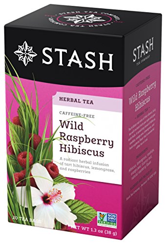 Stash Tea Wild Raspberry Hibiscus Herbal Tea - Naturally Caffeine Free, Non-GMO Project Verified Premium Tea with No Artificial Ingredients, 20 Count (Pack of 6) - 120 Bags Total