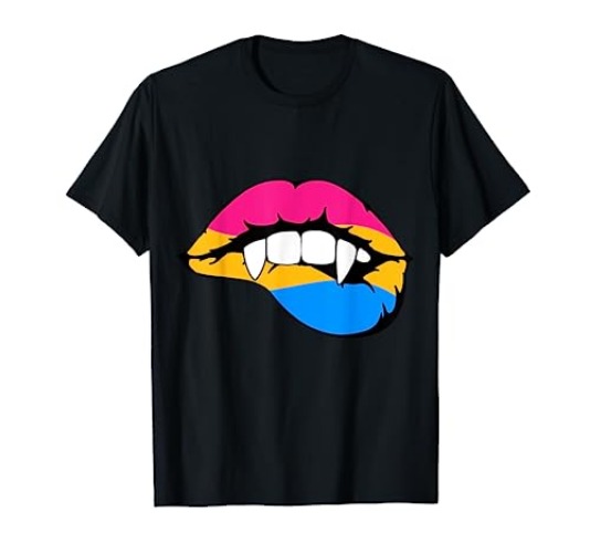 Pansexual Pan Vampire Lips Fangs Costume Easy Halloween Gift T-Shirt - Youth - Pink - Large