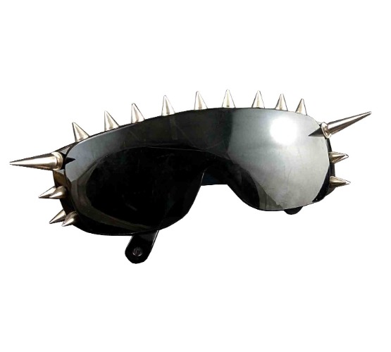 Cool Rock Punk Spike Sunglasses Metal Studded Moto Biker Glasses Black - 