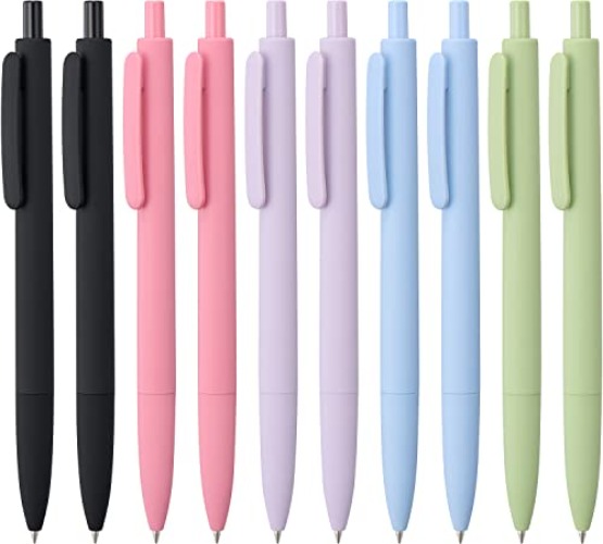 LINFANC Black Gel Pens Fine Point Smooth Writing Pens Bulk, Soft Touch Cute Pens Aesthetic School Supplies, 0.5mm Black Ink Pens for Journaling, Cute Office Supplies for Women Man 10-Count - Assorted - 10pcs