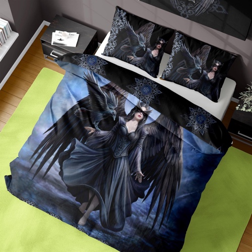 Anne Stokes Raven Duvet Cover - Gothic Design - Reversible Bedding Set - Double Duvet