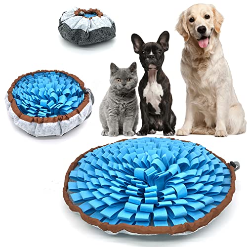 NEECONG Dog Snuffle-Mat Slow-Feeder-Bowl - Simulating Grassland for Boredom, Encourages Natural Foraging Skills for Pet, Treat Indoor Outdoor Stress Relief（Blue） - Blue